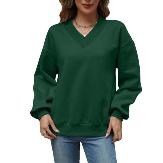 Women's V Neck Oversized Sweatshirts Fleece Long Sleeve Pullover Top