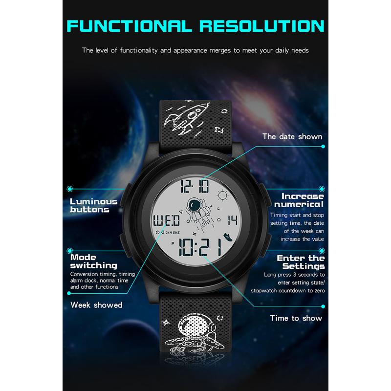 SANDA Новые электронные часы Spaceman, спортивные часы, модные тенденции, мужские и женские студенческие электронные часы, водонепроницаемые часы