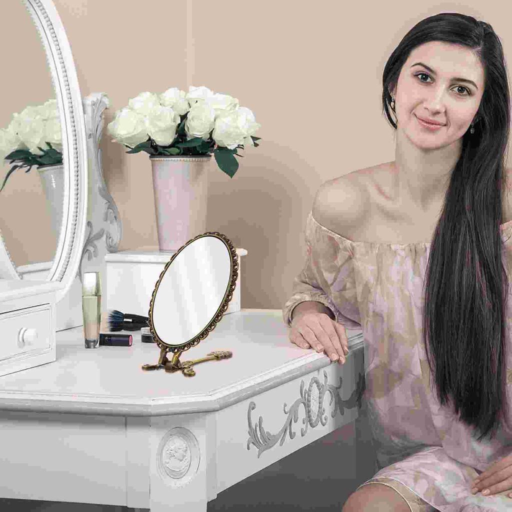 Ручное компактное зеркало Зеркало для макияжа с ручкой Настольное зеркало Маленькое красивое женское ручное винтажное компактное зеркало для путешествий