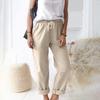 Women's Pants, Casual Solid Color Pocket Pants Elastic Waist Loose Straight Leg Pants