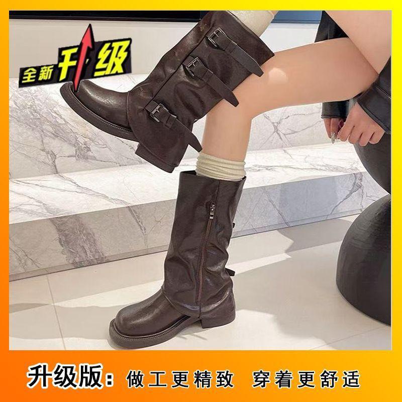 Ботинки на толстой подошве с плиссированным коротким голенищем в стиле Spice girl, осень 2025, новый нишевый дизайн, тонкие ботинки мартин, ботинки-трубы для брюк, женские