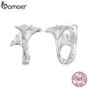 BAMOER Solid 925 Sterling Silver Ginkgo Leaf Hoop Earrings for Women Teens Small Hoop Earrings Pretty Flowers Huggie Jewelry