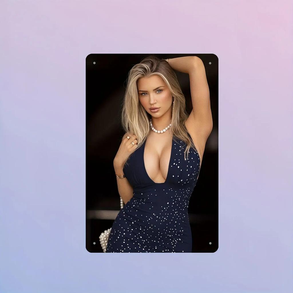 Винтажное бикини Металлический настенный декор - 2D плоский дизайн Декор для дома бара кафе гаража Батарея не требуется