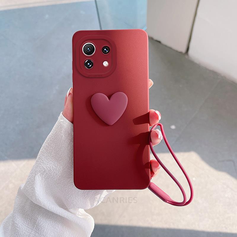 Силиконовый чехол Mi11lite Love Heart Lanyard для Xiaomi Mi 11 Lite 5g Ne 12 12s Pro Mi12lite 10t 11t 11lite Camera Cover POCO X3 X4 M3 M4 Case
