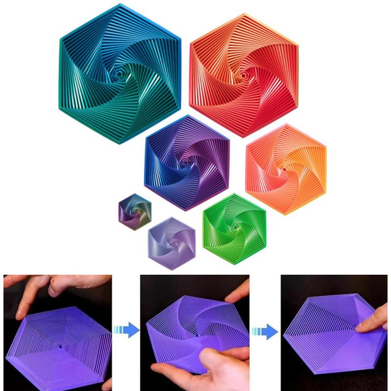 Fractal Fidget Hexagon Decompression Toys 3D Printing Desktop Anti-Stress Relief Toy Детский подарок на день рождения Геометрическая игрушка Fidget