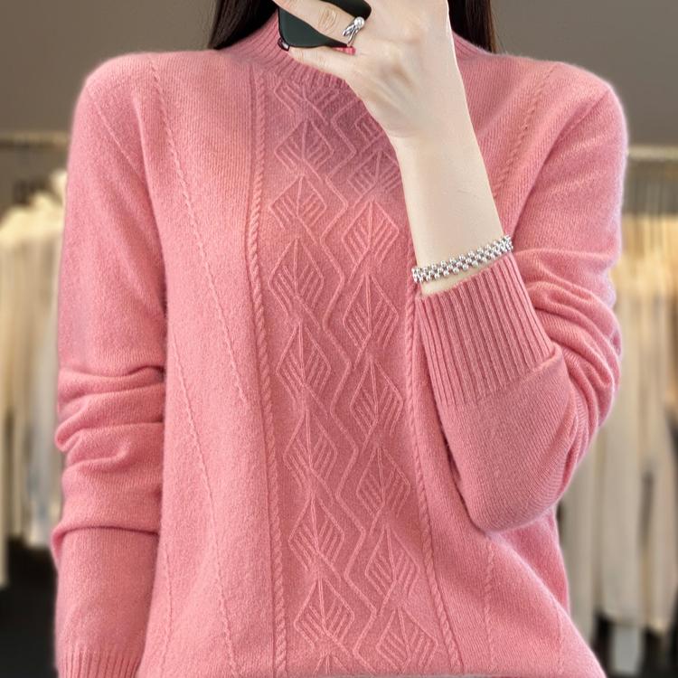 Женский свитер-пуловер Grace с воротником-стойкой, осенне-зимний теплый мягкий трикотаж, корейская мода, повседневные джемперы