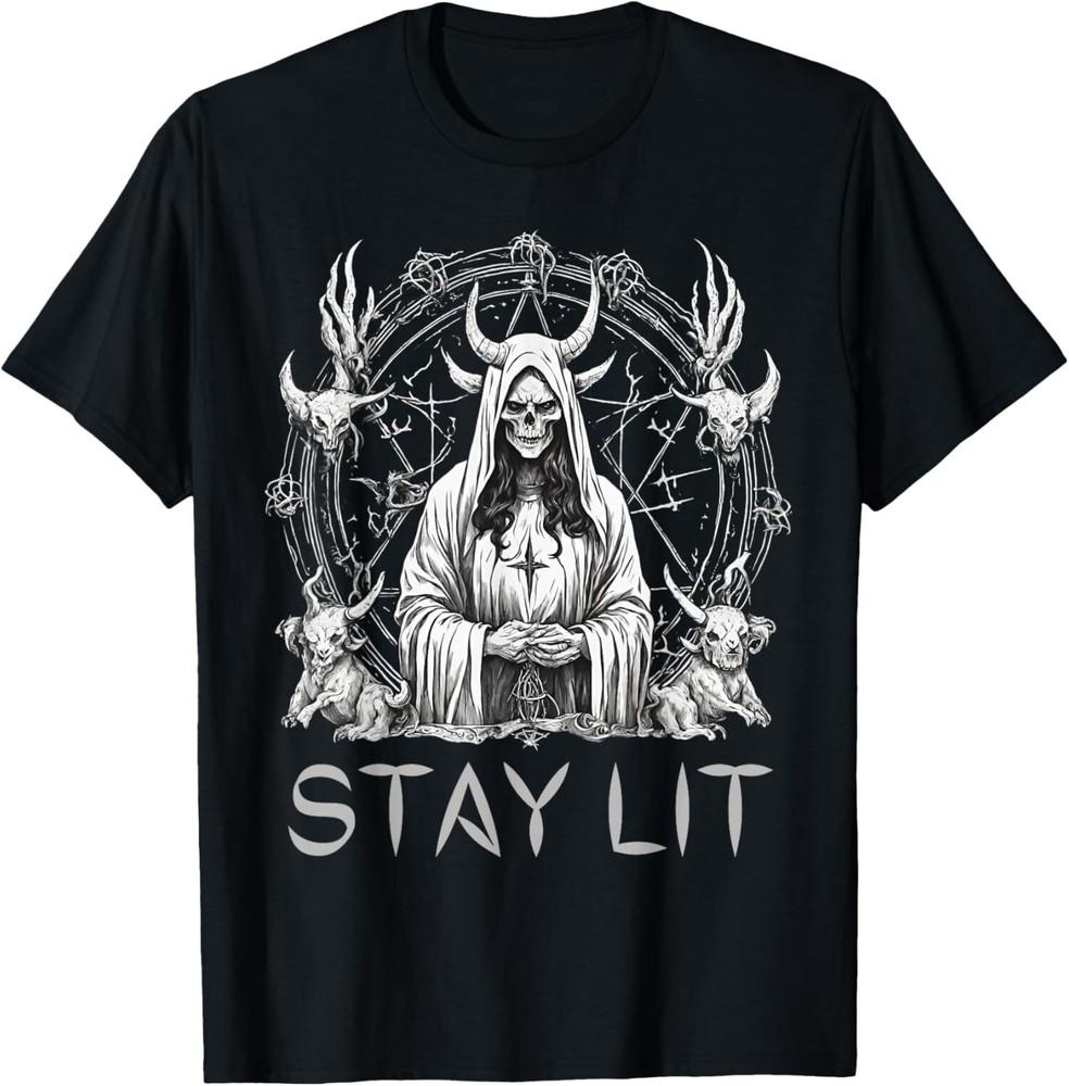 НОВЫЙ ОГРАНИЧЕННЫЙ Оккультный Stay Lit Сатаны Дьявол Ад Антихрист Ведьма Футболка S-5XL Унисекс Футболка