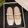 Flat heel bag head Mary Jane cool slippers women's new sequined Buling temperament sandals with skirt half slippers