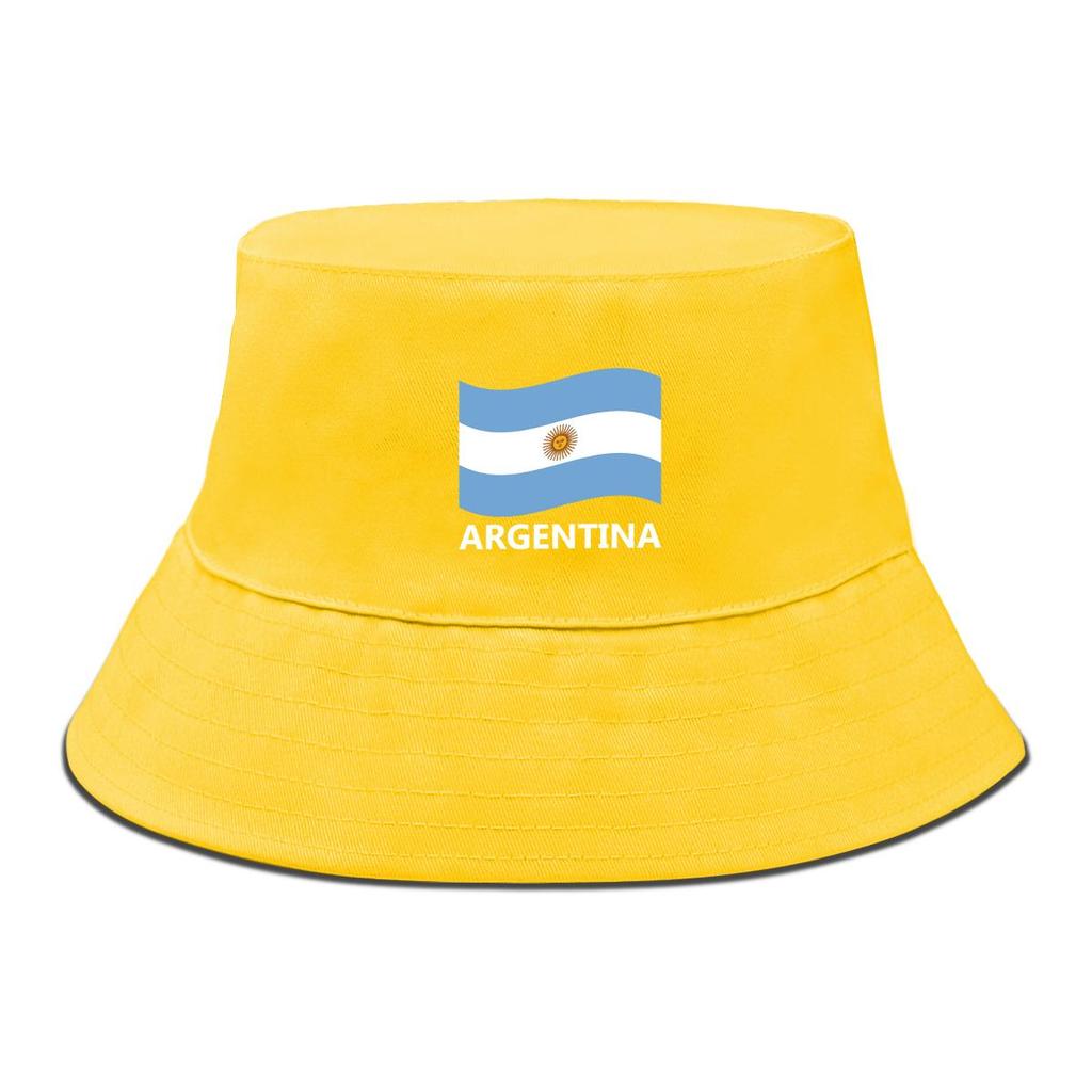Bucket Hat With Flag of Argentina Print , Patriotic Men's Hat Casual Unisex Candy Color Basin Hat