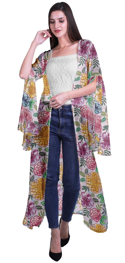 Moomaya Пляжная накидка с открытым передом из принтованного жоржета и разрезами на рукавах