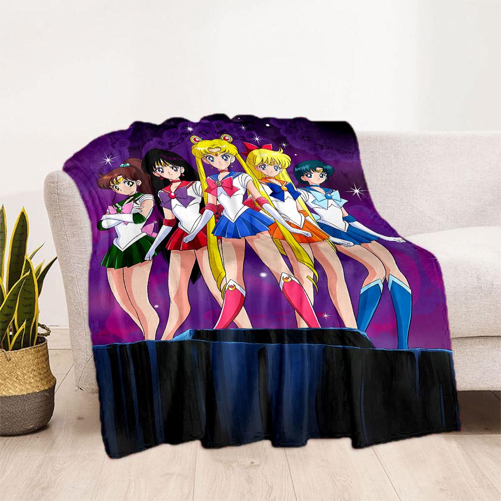 Sailor Moon Team-up Blanket Durable Comfort Suitable for Bed Chair Livingroom Four Seasons Universal Digital Print