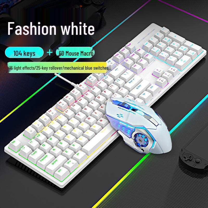 Проводная RGB механическая клавиатура с синими переключателями, 104 клавиши - Идеально для игр и офиса