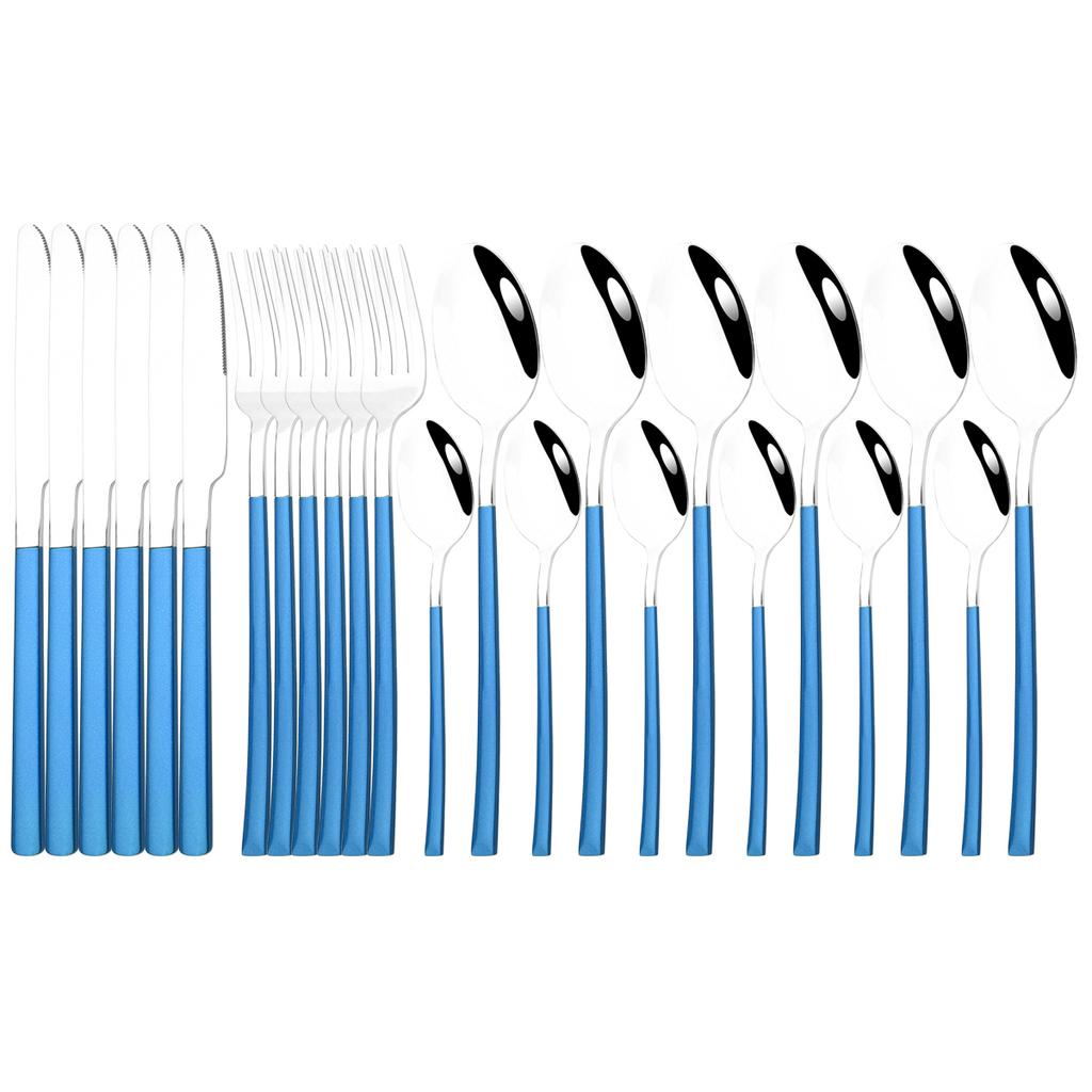 Набор столовых приборов из нержавеющей стали, 24 шт., ножи, вилка, ложка, ужин, посуда, вечерние кухонные столовые приборы, набор столового серебра