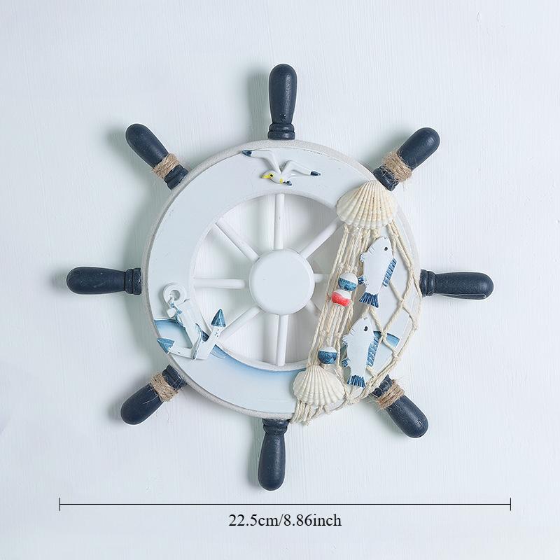 Wooden Ship Wheel Rudder Wall Decor, Nautical Beach Ocean Decor Wooden Boat Ship Steering Wheel Home Wall Hanging Decoration