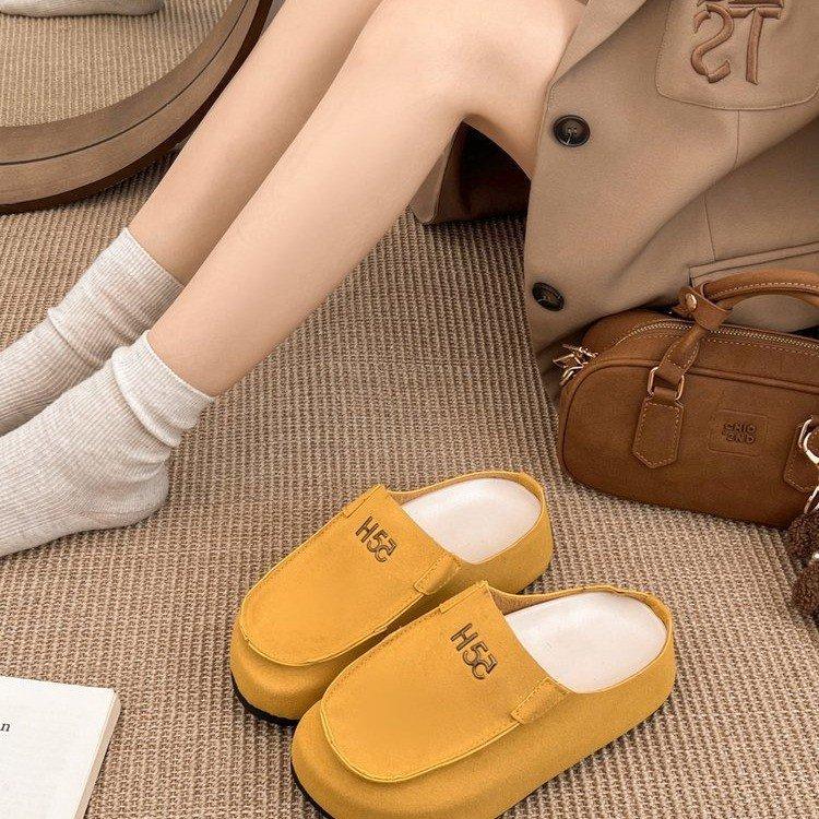 Small Man Increases Height 5cm Old Money Wind Thick-soled Half Slippers Women's Summer 2025 New Korean Version Bag Head Boken Shoes