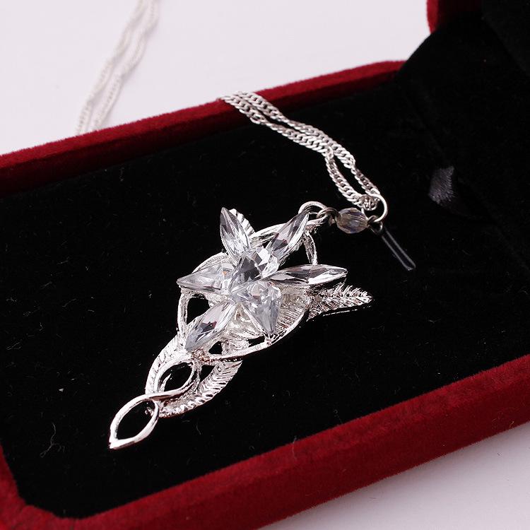 Lord of the Rings Elf Princess Aragorn Arwen Silver Evenstar Pendant Necklace