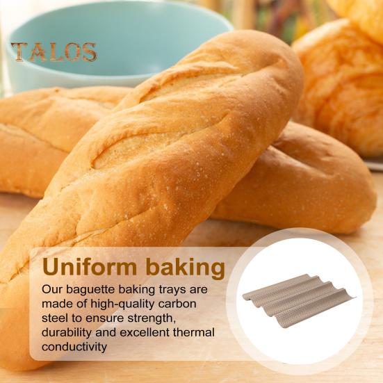 Форма для багета, антипригарная волнистая форма для багета, перфорированный противень для выпечки багета из итальянского хлеба на закваске