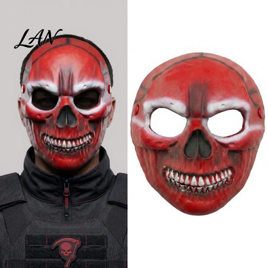 Elastic Halloween Face Mask Blood Skull Mask, Adjustable Strap Party Lightweight Spooky Headgear PU Foam Horror for Cosplay Decoration Full