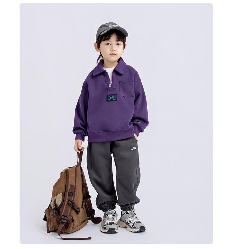 Boys' Turn-Down Collar Sweatshirt - 2025 Spring/Autumn Fashion, Long-Sleeved Pullover for Children