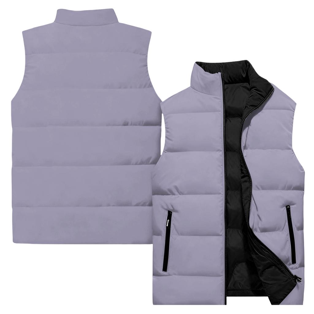 Men's Casual And Fashionable Sleeveless Vest, Solid-color Printed Cotton Jacket