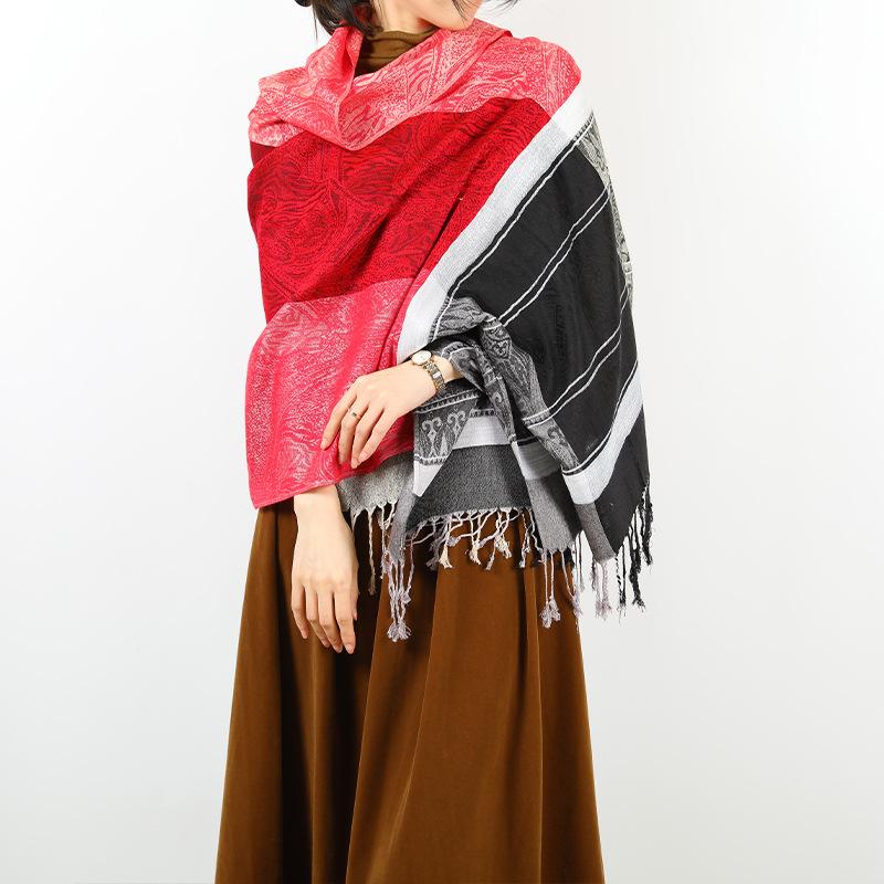 New Women's Outer Shawl Contrasting Color Striped Scarf Women's Autumn and Winter Warm Scarf Scarf Fashion Shawl