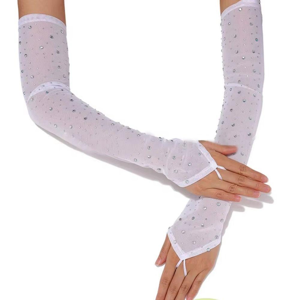 Mesh Fingerless Gloves Shiny Party Costume Fashionable Glitter Long Gloves Cosplay