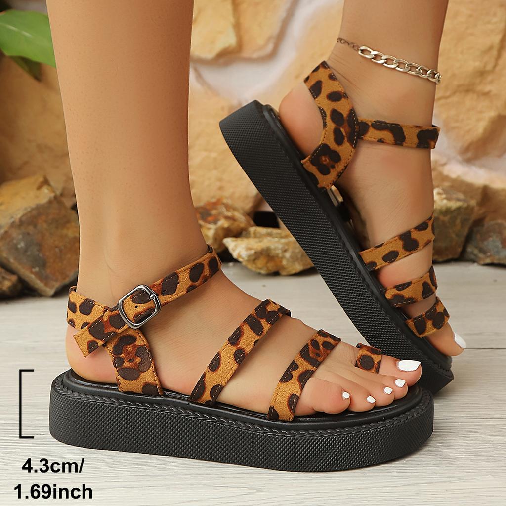 Fashion Women Sandals New Summer Flat Casual Shoes Women Fashion Outdoor Lightweight Leopard Beach Causal Platform Comfortable Sandals