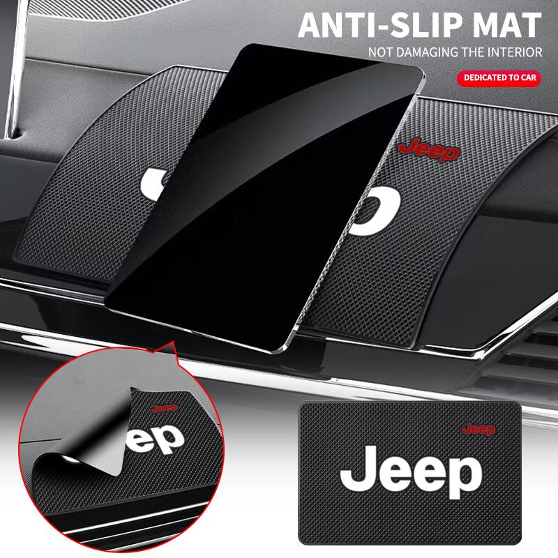 PVC Car Emblem Non-Slip Mat Dashboard Mobile Phone Pad For Jeep Renegade Compass Grand Cherokee Patriot Liberty Wrangler Rubicon AKY1