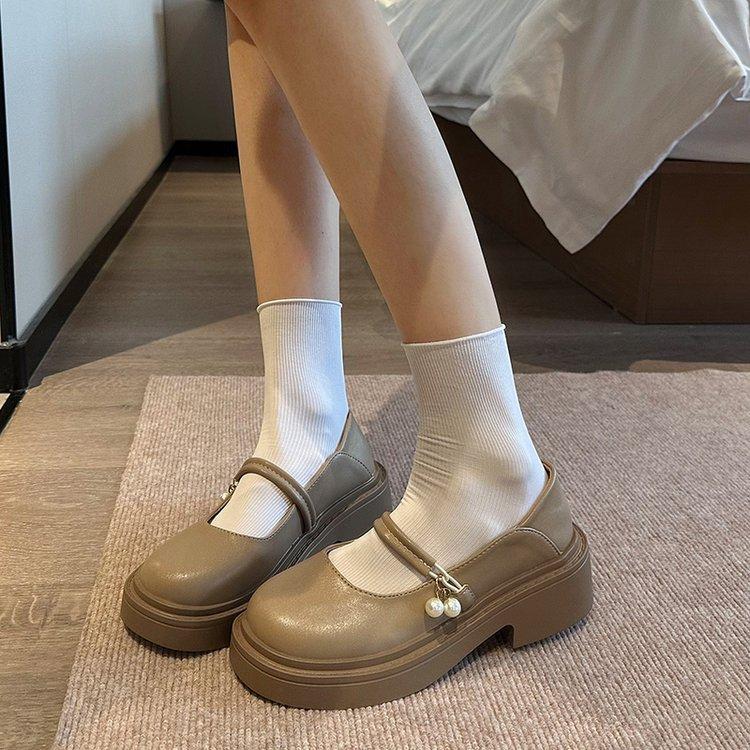 Французские универсальные туфли Мэри Джейн, одинарные туфли, женские 2025 новые весенние плоские женские туфли, модные туфли из маленькой кожи с круглым носком