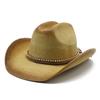 Vintage Literary Style Western Cowboy Straw Hat Outdoor Curved Edge Visor Jazz Hat