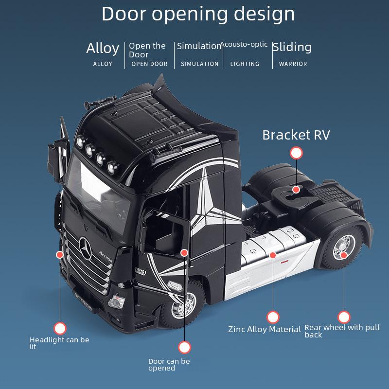 Хенг Тэн 1:24 Модель грузовика Mercedes-Benz со звуком, светом и 2 открывающимися дверями для мальчиков.
