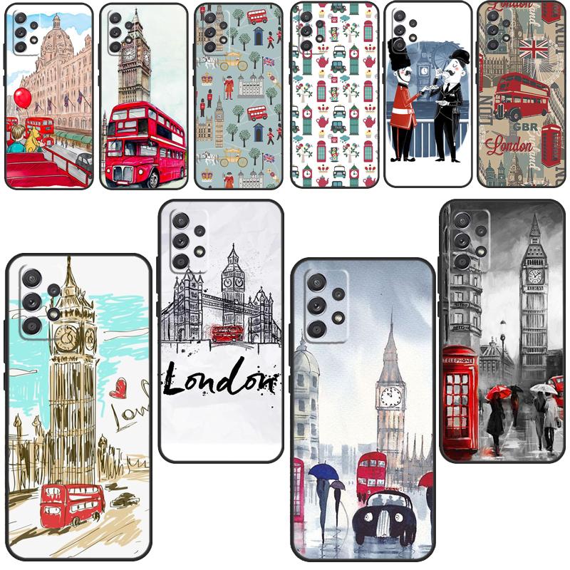 London Red Bus Big Ben Soft Case For Samsung Galaxy A32 A52 A72 A12 A42 A40 A50 A70 A03S A21S A52S A71 A51 Cover