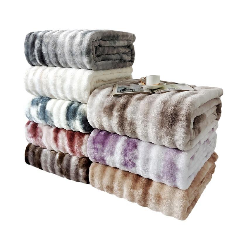 Colorful Gradient Bubble Velvet Rabbit Fur Blanket for Office or Sofa