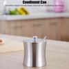 Stainless Steel Sugar Bowl with Lid and Spoon Salt Pot Condiment Can Condiment Pot  Restaurant