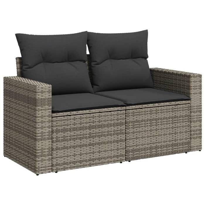 VidaXL Salon de Jardin avec Coussins 12 pcs, Canapés de Terrasse, Ensemble de Meubles de Patio, Mobilier d'Extérieur, Gris 3256718