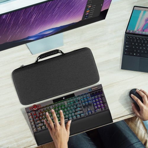 Geekria Full-Size Keyboard Case, Hard Shell Travel Carry Bag for 104-108 Key Computer Mechanical Gaming Keyboards, Compatible with Corsair K100 RGB Me