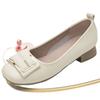 2025 Autumn New Shallow Single Shoes Women's Soft Leather Soft-soled Mother Shoes One Pedal Shallow Mouth Versatile Square Head Thick Heel Shoes