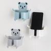 Bedside Phone Charging Storage Bracket Wall Mounted Self-adhesive Punch-free Anti-slip Cartoon Bear Shape with Multi Hooks Phone Holder Organizer