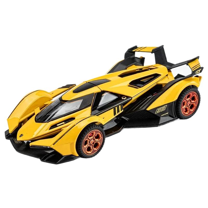 1/32 Lamborghini V12 Sports Car Simulation Diecast Metal Alloy Model Car Sound Light Pull Back Collection Kids Toy Gift A655