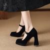 High-heeled Mary Jane Shoes for Women's Spring 2025 New Huge and Thin Square Head Thick Sole Shallow Mouth Single Shoes