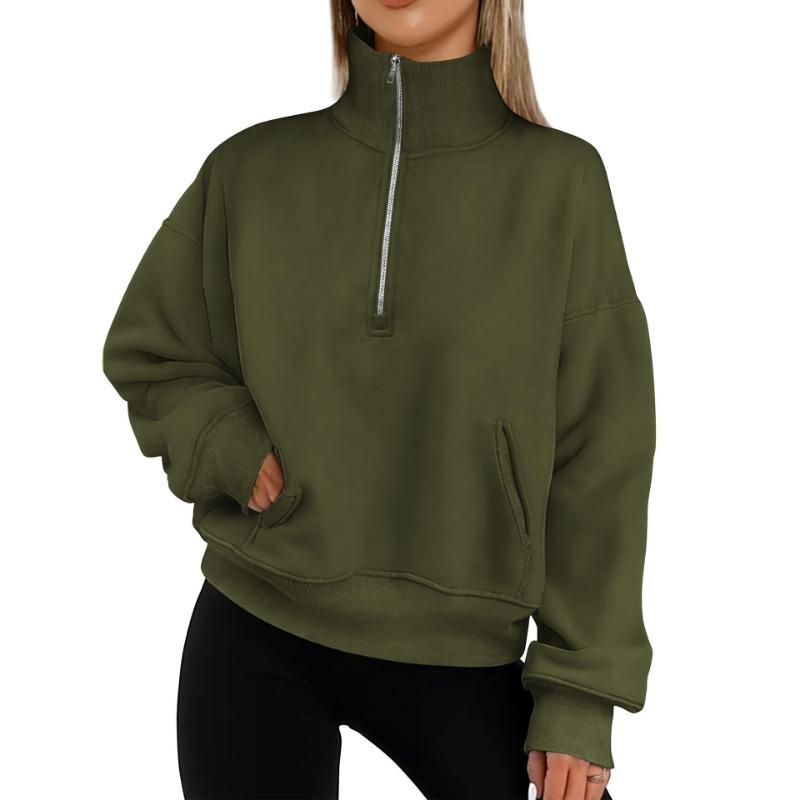 Осенне-зимний женский свитер с двумя карманами на молнии до середины бедра