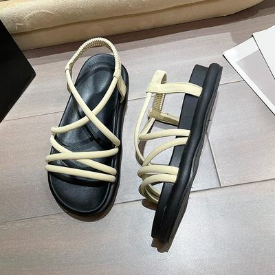 Лето 2024 года, новые повседневные модные черные туфли с перекрестными ремешками и толстым подметкой, с открытым носком Caligae