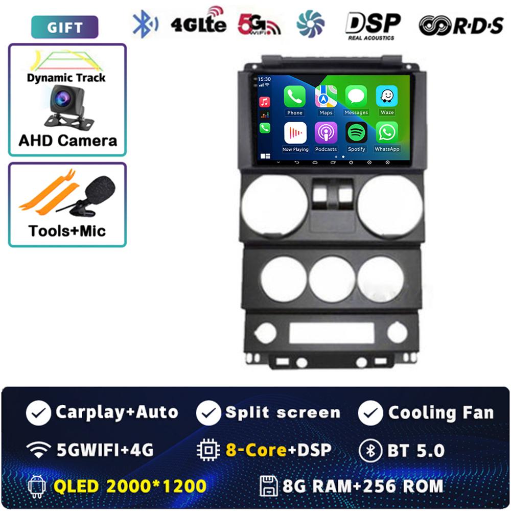Android 14 Carplay Auto для Jeep Wrangler Unlimited 3 JK 2008 - 2010 Автомобильное радио 4G+WIFI Плеер Мультимедиа srereo Навигация Видео