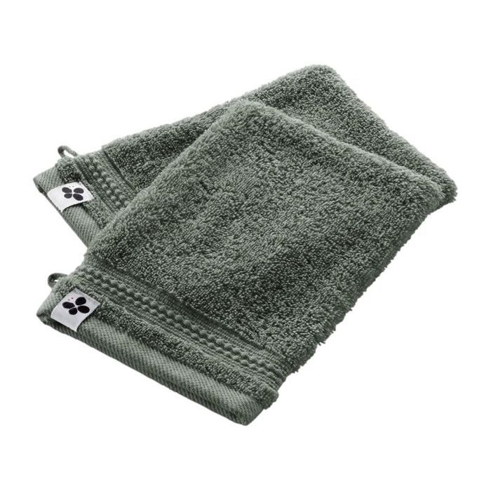Lot de 2 gants de toilette "Garance" 15 x 21 cm / 100% Coton Bio / 600 gr/m² l'Effet Papillon - Garance Romarin - Lot de 2 Gants de