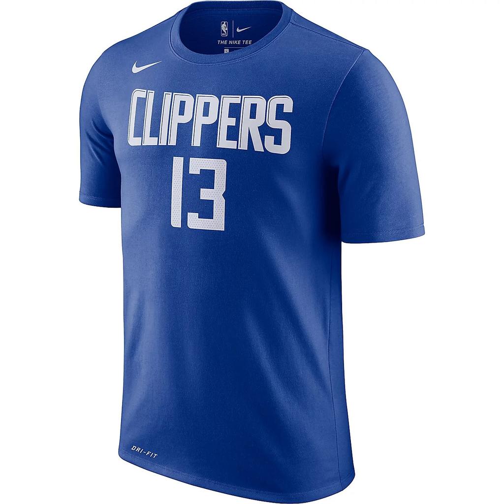 Nike NBA Paul George Los Angeles Clippers Letter Number Crew Neck Short Sleeve T-Shirt Men T-Shirt Blue BQ1537-405