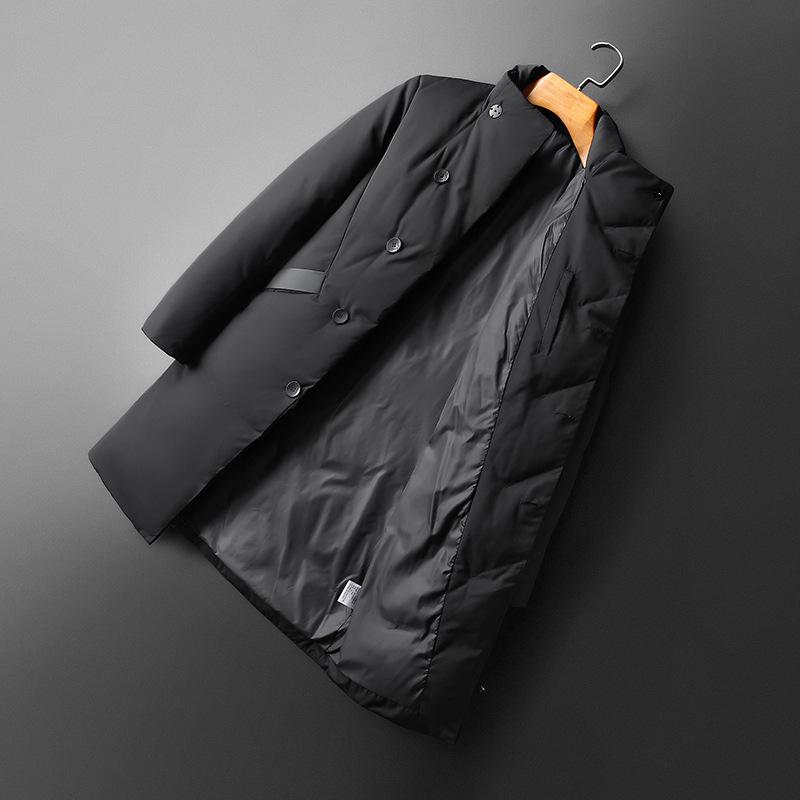 Мужское пуховое пальто средней длины, утолщенное, модное, со стойкой, зимнее, новое