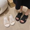 Womens Sandals Mesh Hollow Summer New Sport Fashion Platform 2024 Designer Flat with Casual Basic Solid Flip Flops Ladies Shoes