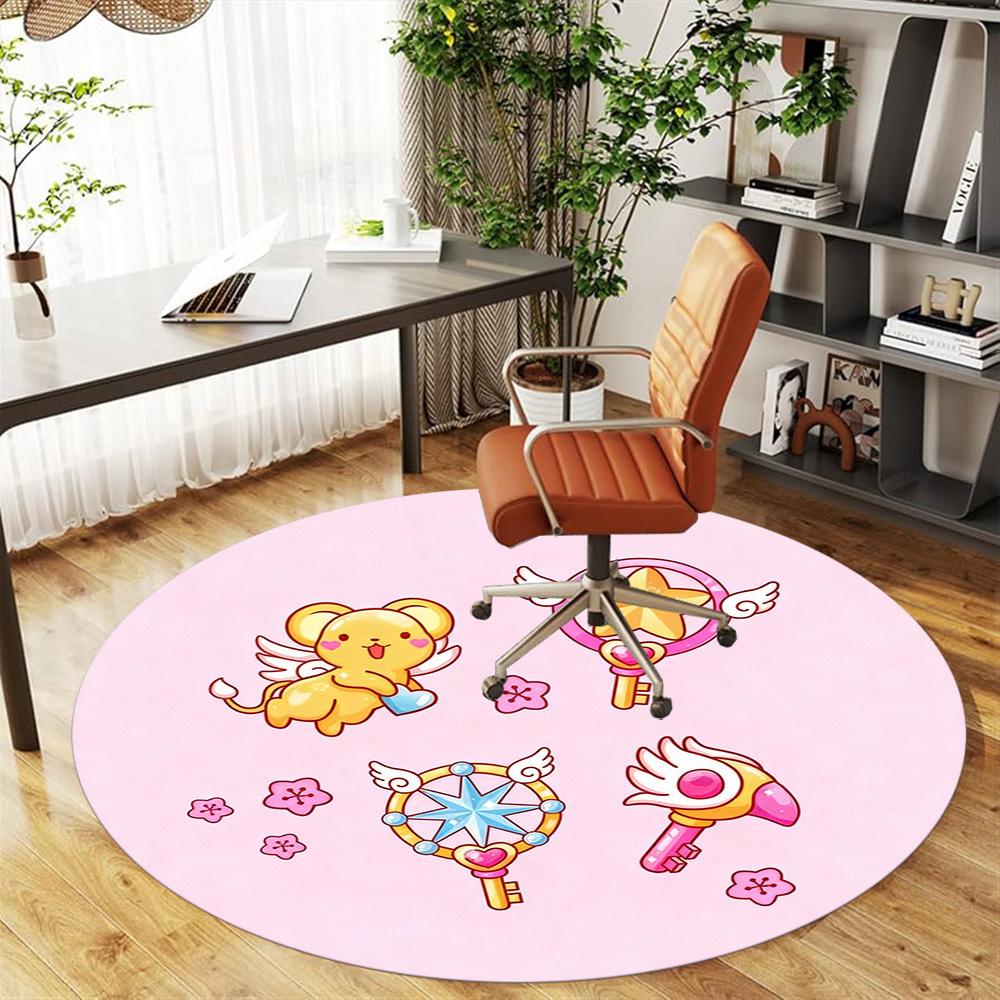 1pc Cute Kawaii Round Chair mat office Area Rug - Non-Slip, Floor Mat for Office, Bedroom, Ideal home decor gift p0105028