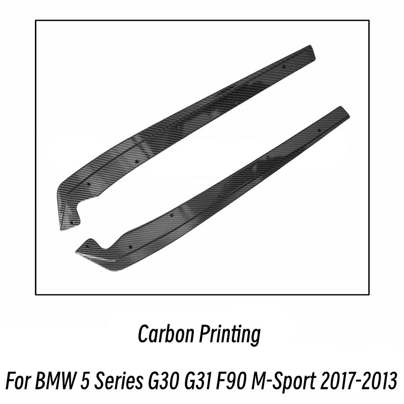 For BMW G30 G31 F90 M-Sport 2017-2023 Rear Bumper Side Splitters Black Carbon Flaps Corner Guard Protector Lip Car Accessories