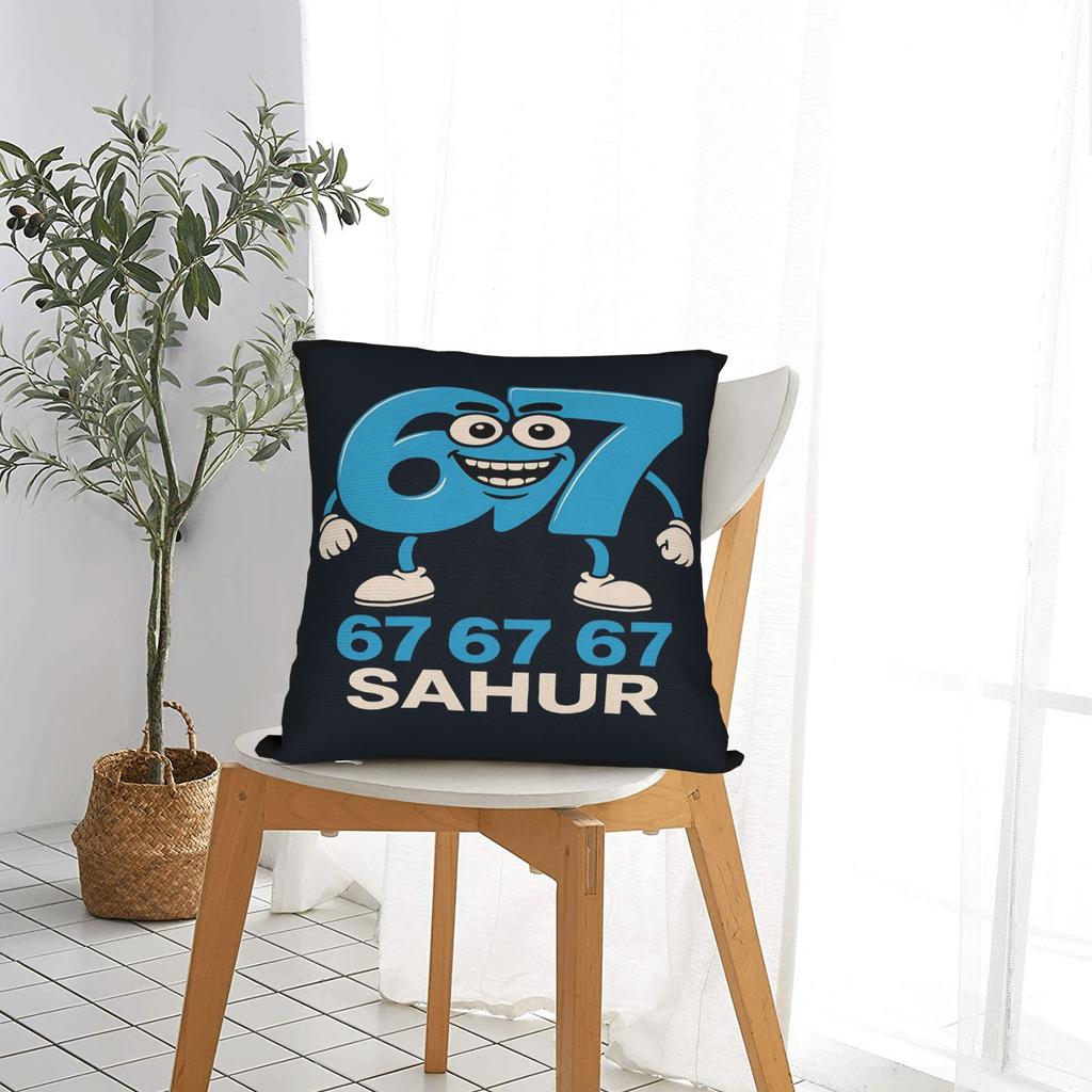 67 Six Seven Meme Pillow Cover Brainrot Design Cushion Cover Novelty Pillow Case For Office Car Home Decor